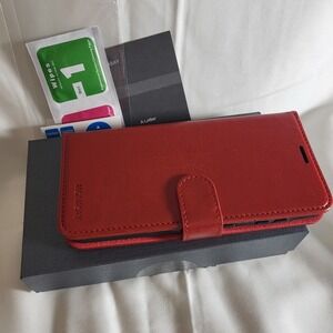 Monasay Red Wallet Case for Samsung Galaxy S21 with Card Holder Magnetic Closure